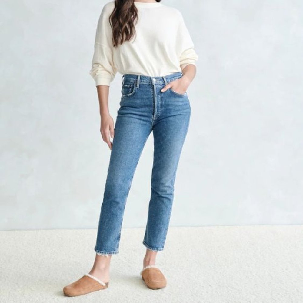 AGOLDE Riley Crop Jean in Silence Size 27